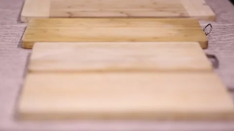 Kitchen board, chopping board, bamboo wood, different materials (4) Stock Footage 202156708