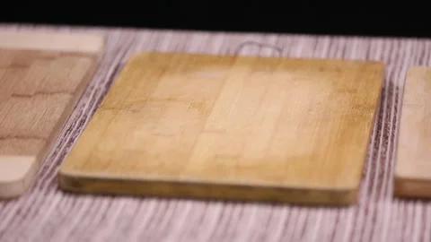 Kitchen board, chopping board, bamboo wood, different materials (3) Stock Footage 202156712