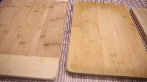 Kitchen board, chopping board, bamboo wood, different materials (5) Stock Footage 202156798