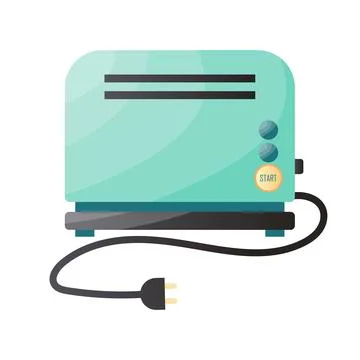 Kitchen bread toaster in flat design. Household electronic appliance. Vector  イラスト素材