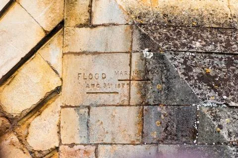 Kitchen Bridge Cambridge, showing two flood markers, Stock Photos