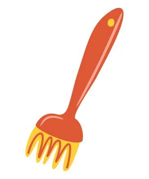 Kitchen brush. Tableware. Hand draw kitchen tool, household utensil. Cartoon  Stock Illustration