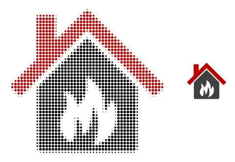 Kitchen Building Halftone Dot Icon Ilustración de archivo