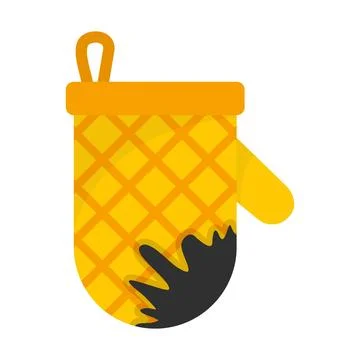 Kitchen burned glove icon flat isolated Stock Illustration
