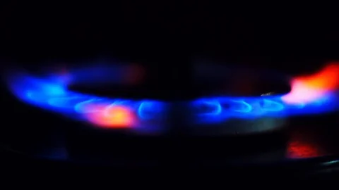 Kitchen burner turning on Stock Footage 92761480