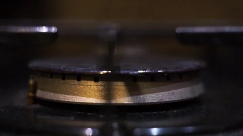Kitchen burner turning on Stock Footage 100031992