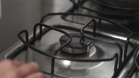 Kitchen burner turning on. Stock Footage 137677491