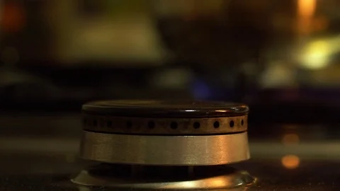Kitchen burner turning on with match. Stock Footage 109662278