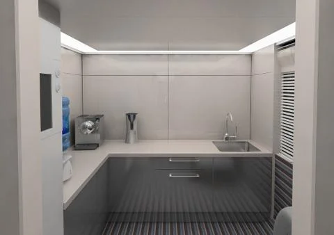 Kitchen in a bus, 3d render Stock Illustration