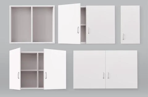 Kitchen cabinet 3d mockups set Stock Illustration