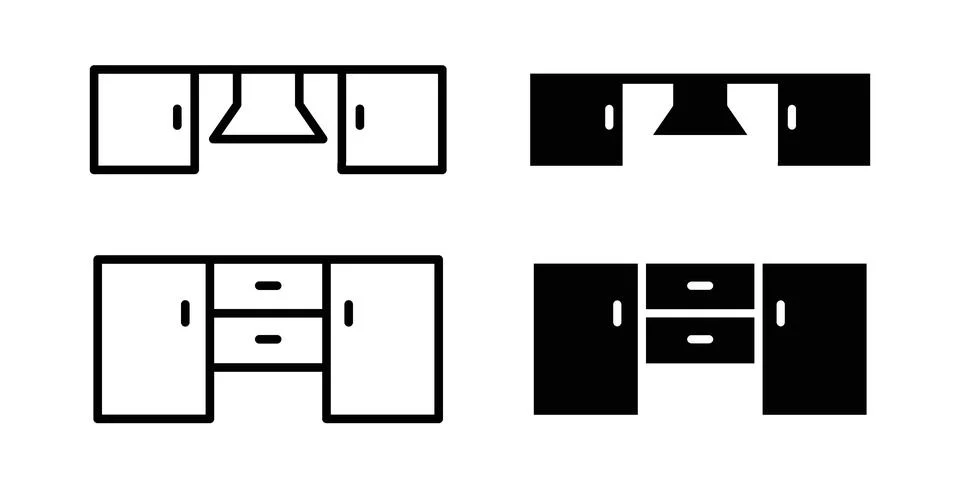 Kitchen cabinet icon design. Simple Vector illustrations.. イラスト素材