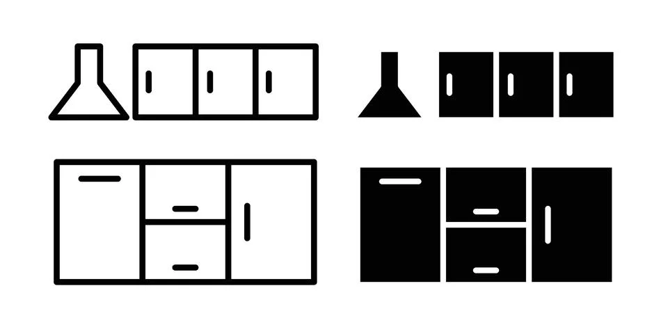 Kitchen cabinet icon set, collection of vector icons Illustrazione stock