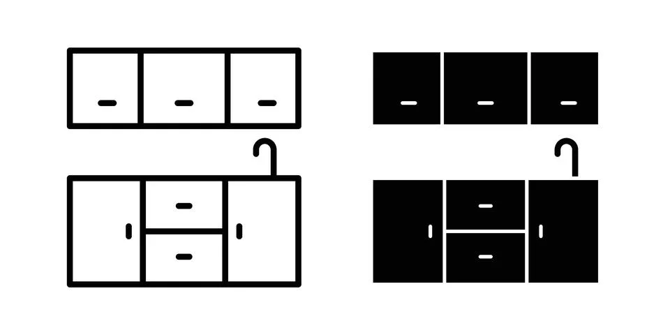 Kitchen cabinet icon set. Vector EPS 10 Illustrazione stock