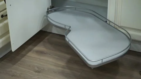 Kitchen cabinet with light. opening the locker	 Stock Footage 229843632