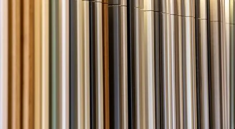 Kitchen cabinet samples with wood textures and color panels. Modern interio.. Stock Photos