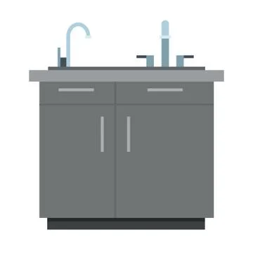 Kitchen cabinet with sink vector icon flat isolated illustration Stock Illustration