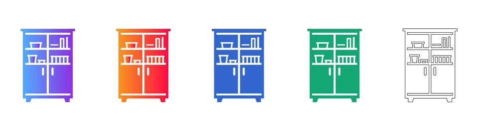 Kitchen Cabinet Storage Icon Set Illustrazione stock