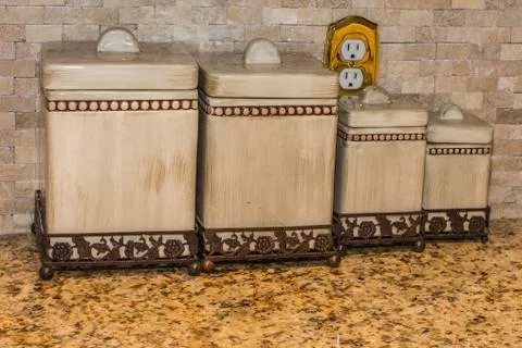 Kitchen canisters Stock Photos