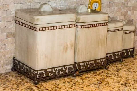Kitchen canisters Stock Photos