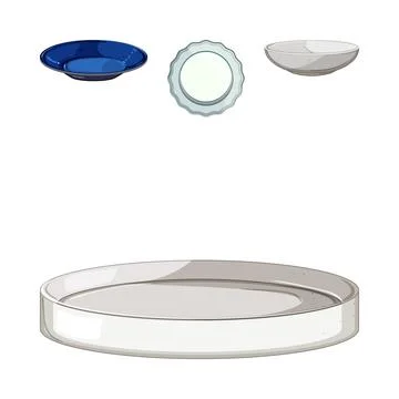 Kitchen ceramic and glass plates assortment Stock Illustration