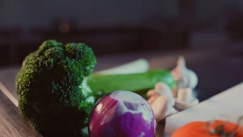 Kitchen chef cutting mushrooms with a knife Stock Footage 104196202