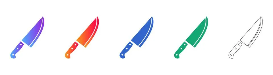 Kitchen Chef Knife Gradient Icons Stock Illustration