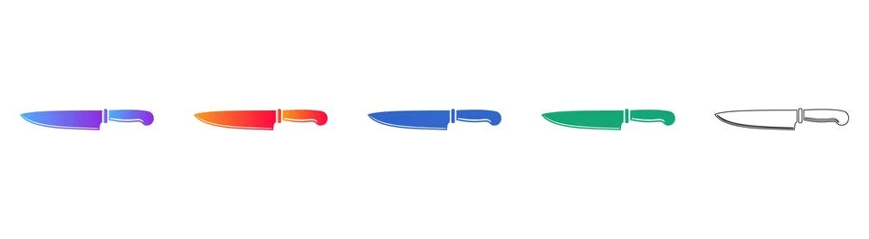 Kitchen Chef Knife Icons for Culinary Industry Stock Illustration