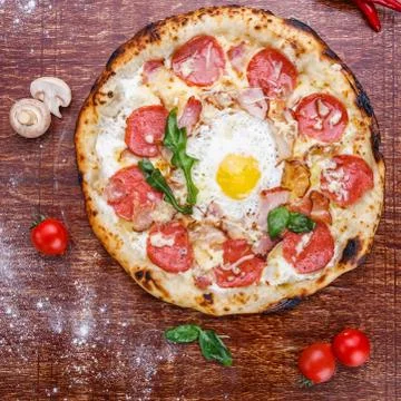 In the kitchen of chef. Master class on cooking pizza Stock Photos