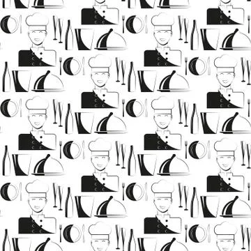 Kitchen. Chef. Restaurant. Seamless pattern. Vector illustration Stock Illustration