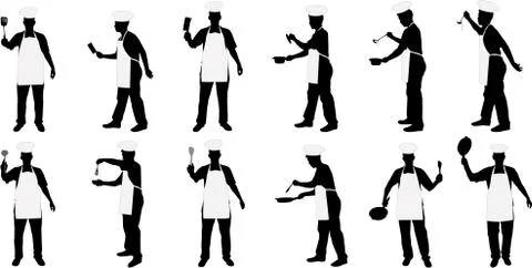 Kitchen chief silhouettes Stock Illustration