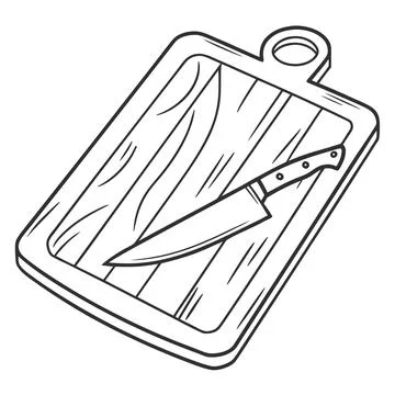 Kitchen Chopping Board Outline Vector Icon Stock Illustration