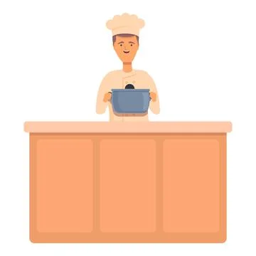 Kitchen class icon cartoon vector. Online food Stock Illustration