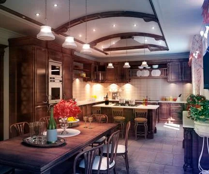 Kitchen classical style Stock Illustration