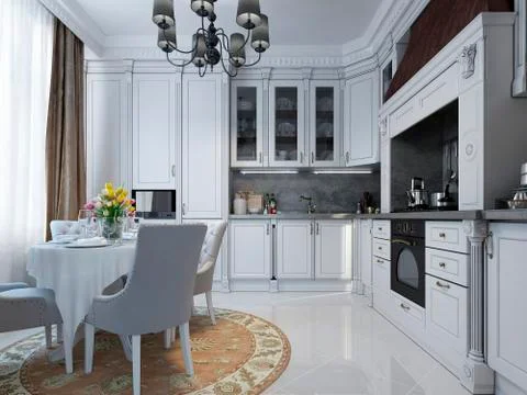 Kitchen in classical style Stock Illustration