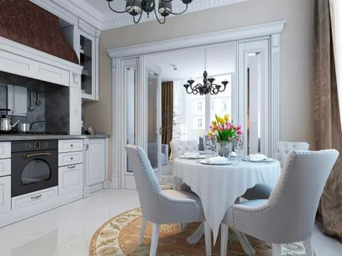 Kitchen classical style Stock Illustration