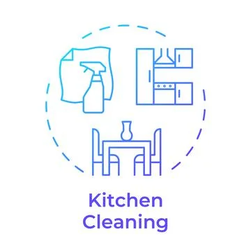Kitchen cleaning blue gradient concept icon Stock Illustration
