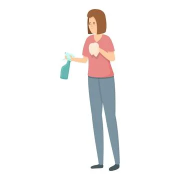 Kitchen cleaning icon cartoon vector. Housewife mom Stock Illustration