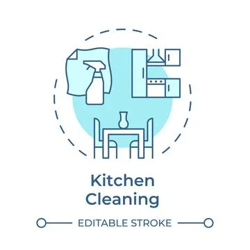 Kitchen cleaning soft blue concept icon Stock Illustration