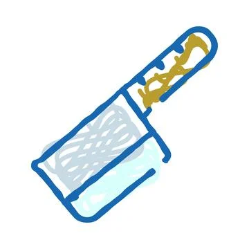 Kitchen cleaver doodle drawing on white background Stock Illustration