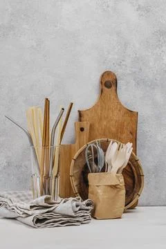 Kitchen cloth wooden objects Stock Photos