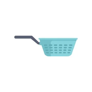 Kitchen colander draining pasta water on white background Illustration