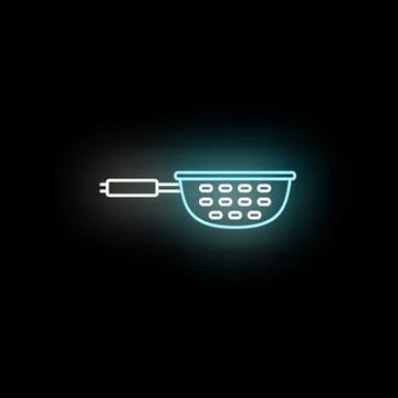 Kitchen colander icon glowing neon light effect Illustrazione stock