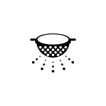 Kitchen Colander, Pasta Strainer Flat Vector Icon Stock Illustration