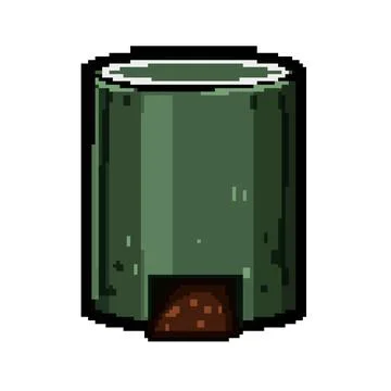 Kitchen compost bin pixel art vector illustration Stock Illustration