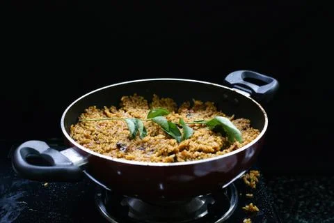 Kitchen concept, Cooked rice in the pan Stock Photos