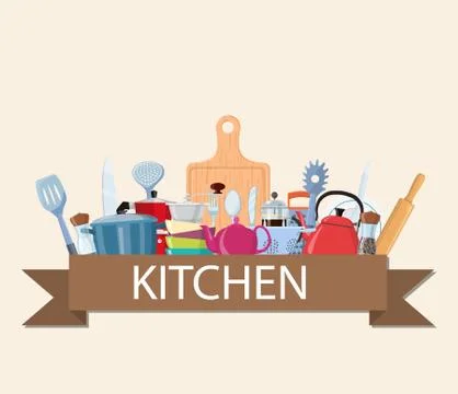 Kitchen concept for web design Illustrazione stock