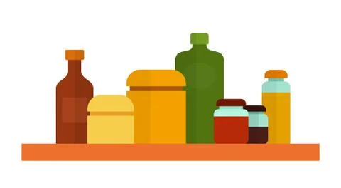 Kitchen containers of different volume flat icon vector isolated Illustrazione stock