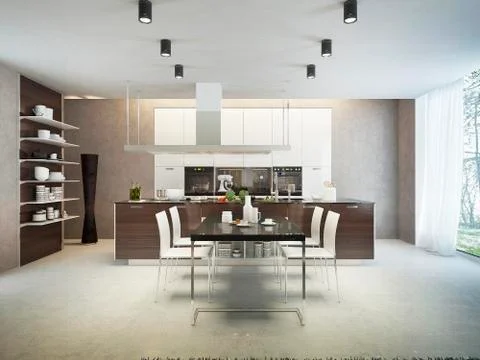Kitchen contemporary style Stock Illustration