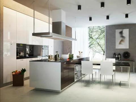 Kitchen contemporary style Stock Illustration