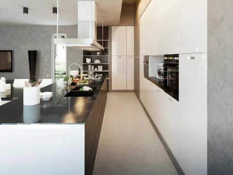 Kitchen contemporary style Stock Illustration